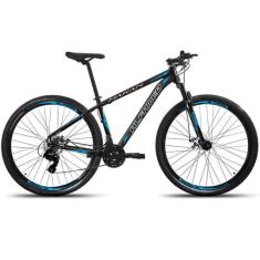 Bicicleta Aro 29 Alfameq Makan 24 Marchas Freio a Disco, Preto, Azul, 