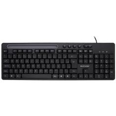 Teclado Multimidia Office Usb Preto Com Apoio Para Smartphone