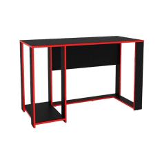 Mesa Gamer Singapura 120cm Em Mdp Politorno Preto Com Vermelho