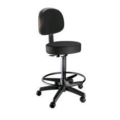 Cadeira mocho caixa alta com rodinhas corano Preto