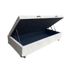 Cama Box Baú Solteiro Linhão Bege Com Pistão A Gás, Estrutura Reforçad