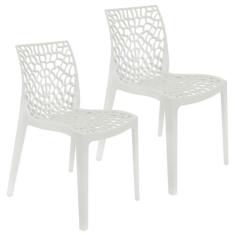 Kit 2 Cadeiras Gruvyer Design Cozinha Sala De Estar Jantar - Branco -