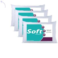 Kit Travesseiro 65 x 45cm com Altura de 10 cm Antialergico Fibra Siliconada Importada de Baixa Densidade Macio Baixo - 2 ou 4 Unidades (Kit 4 Unidades)