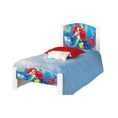 Cama Solteiro Infantil Adesivada Pequena Sereia com Grade de Proteção