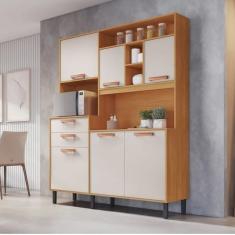 Cozinha Compacta 6 Portas 2 Gavetas 5 Nichos Nápoles - Itatiaia Cinamomo-off White