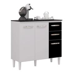 Balcão De Cozinha Isadora Branco Preto - Poquema