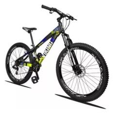 Bicicleta aro 26 Vikingx Preto Amarelo 21v Câmbios Shimano Aro Vmaxx