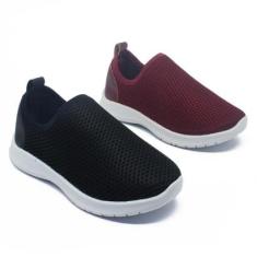 Kit 2 Pares Tênis Infantil Escolar Calce Facil Leve Confortável Macio FURINHO-Feminino