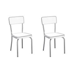 Conjunto com 2 Cadeiras de Cozinha Marshal Branco e Cromado