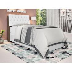 Cabeceira Box Solteiro Isis Chocolate Com Capitonê Branco