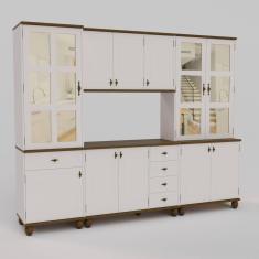 Cozinha Compacta Retrô 4 Peças Off White-nogueira Modelo 005