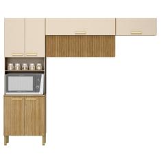 Armário para Cozinha 9 Portas Hamburgo Freijó Vanilla Ripado