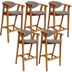 Kit 05 Banquetas Alta Para Cozinha Bancada Bar Sala de Jantar Fixa Cec