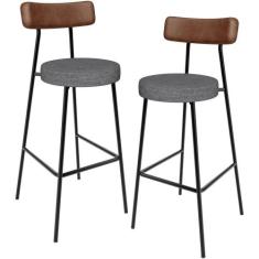 Kit 2 Banqueta Alta Cozinha Sala Jantar Milão L02 material sintético M