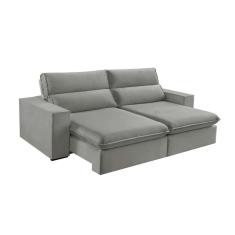 sofá 4 lugares retrátil e reclinável free veludo cinza prateado 250 cm