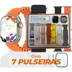 Relógio Inteligente Smartwatch S Ultra, 7 Pulseiras, Kit Pink, Carrega