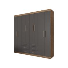 Guarda Roupa Casal 8 Portas e 6 Gavetas Liverpool Atacama/Grafitte - S