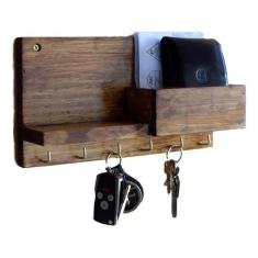 Porta Chaves Celular Cartas Em Madeira De Pinus Rústico - Gdn