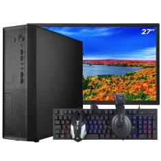Computador Completo sff Slim Ark Monitor 27'' Intel Core i7 4770 8GB ssd 120GB Linux Combo Gamer