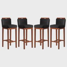 Conjunto 4 Banquetas Alta em Madeira Maciça Libéria ccs Interiores