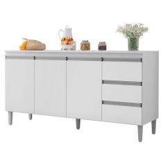 Balcão Pia Andréia 160cm Branco Com Tampo Mdp - Ajl Móveis Branco