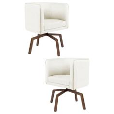 Kit 2 Poltronas Decorativas Base Ka Madeira Betina B-309 Veludo Bege - Domi