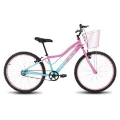 Bicicleta Infantil Feminina Aro 24 Kog Alumínio Com Cestinha