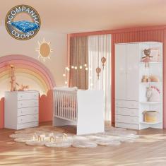 Quarto de Bebê Doce Sonho Completo Qmovi Branco + Colchão Ortobom