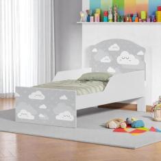 Mini Cama Nuvens Cinza Com Colchão - Kids Mobili