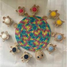 Jogo da memória Educativo em crochê - tartaruga e seus bebês