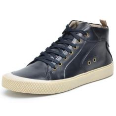 Tênis de Couro Masculino Casual  Botinha Cano Médio  Cadarço - GTS, Pr
