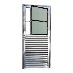 Porta de Alumínio Postigo 210x86cm com Vidro Boreal Anodizado Super Br