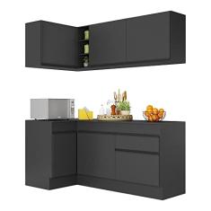 Armário de Cozinha Compacta de Canto com Rodapé Veneza Multimóveis V2092 Preto