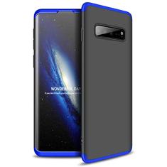 Capa Capinha Anti Impacto 360 Para Samsung Galaxy S10 Plus S10+ Tela De 6.4Polegadas Case Acrílica Fosca Acabamento Slim Macio - Danet (Preto com Azul)