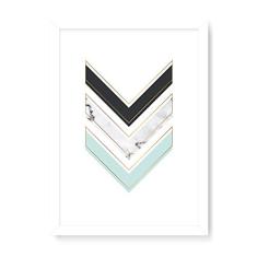 Arte Maníacos Quadro Decorativo Setas Para Baixo Rosa - 23x16,25cm (Moldura caixa em laca branca)