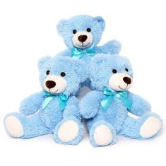 Brinquedo de pelúcia a granel MaoGolan de 13,5 polegadas, 3 ursos azuis — presente para meninas