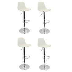 Conjunto 4 Banquetas Joly Eames Base Giratória Branco