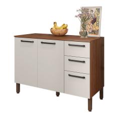 Balcão Gabinete Para Cozinha 2 Portas E 3 Gavetas Tati Castanho-off White - Pallazio