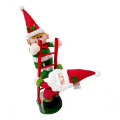 Enfeite Decoração De Natal Papai Noel E Elfo Na Escada 50cm