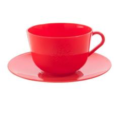 Xícara de Chá com Pires em Plástico Zeek Linha POP, VERMELHO