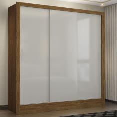 Guarda Roupa Casal Fortaleza 3 Portas de Correr Cinamomo Com Off White Carioca Móveis