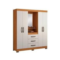 Guarda Roupa Casal Capelinha NT5015 4 Portas Articulada 3 Gavetas MDP Freijó-Off White Notável Móveis