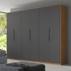 Guarda Roupa Casal Atrice 6 Portas de Giro 6 Gavetas MDP Amêndola-grafito Demóbile