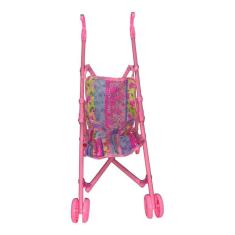 Carrinho De Boneca Dobrável Simples Rosa Estampado - 35Cm