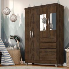 Guarda Roupa Solteiro Lia 4 Portas C/ Espelho Capuccino - Moveis Arapongas