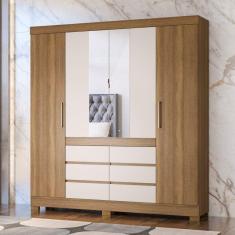 Guarda Roupa Casal com Espelho 4 Portas 6 Gavetas Cádis Demóbile