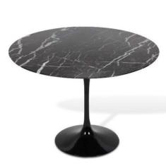 Mesa De Jantar Tulipa Saarinen Redonda 90 Cm Mármore Nero