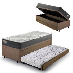 Bicama Box Baú Solteiro Com Colchão Adapto Molas Ensacadas Ecoflex Lin