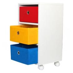 Mesa de cabeceira gaveteiro Organibox com 3 gavetas e rodízios 32x56x3