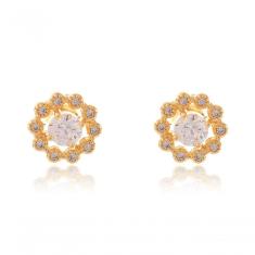 Brinco Formato Flor Com Mini Zircônias